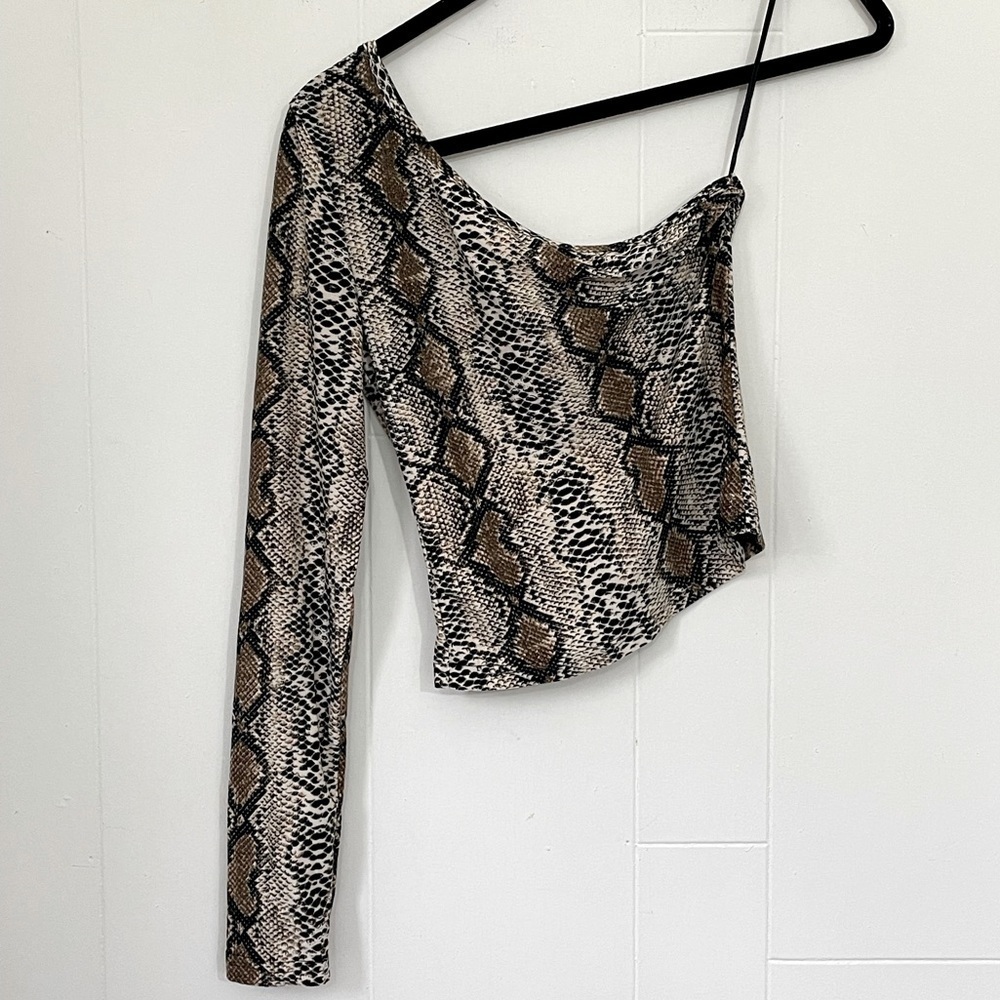 Shein One Shoulder Going Out Top ~ Snake Skin ~ Size S